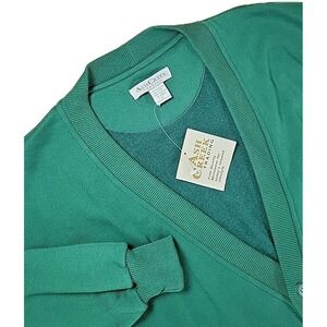 ASH Creek TRADING Cardigan Mens LARGE SOLID GREEN  Grandpa‎ Sweater POCKETS NWT